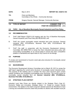 City of Brantford Municipally Owned Industrial Land Price Policy
