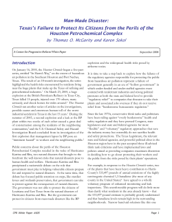 Man-Made Disaster - Center for Progressive Reform