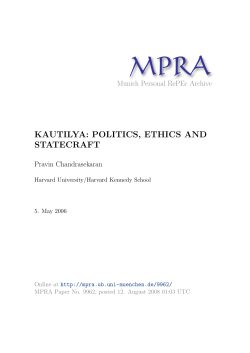 kautilya: politics, ethics and statecraft