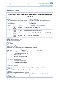 Plastic bag use to prevent heat loss In preterm and low birth