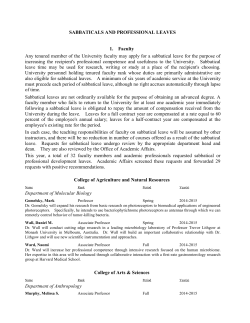 Sabbaticals 2014 - 2015