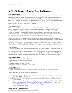 MCS 520: Topics in Media: Complex Narrative