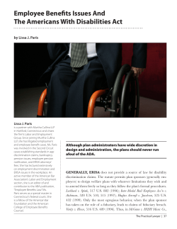 Employee Benefits Issues And The Americans With Disabilities Act