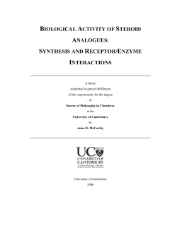 BIOLOGICAL ACTIVITY OF STEROID ANALOGUES: SYNTHESIS