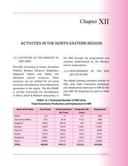 Activities in the North Eastern Region
