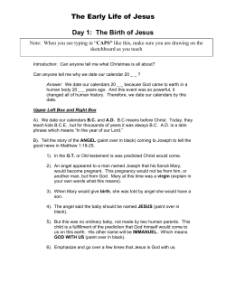 The Early Life of Jesus Day 1: The Birth of Jesus