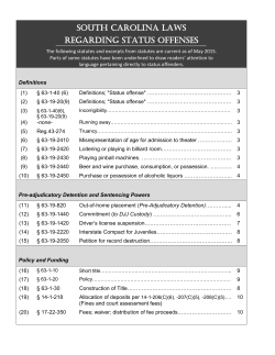 South Carolina lawS regarding StatuS offenSeS