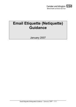 Email Etiquette (Netiquette) Guidance