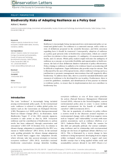 Biodiversity Risks of Adopting Resilience as a Policy Goal