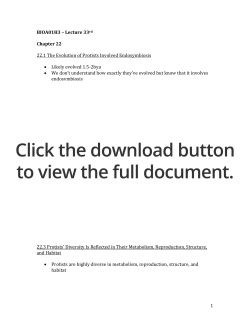 1 BIOA01H3 &ndash; Lecture 33rd Chapter 22 22.1 The Evolution of