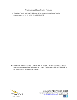 ACADEMIC ACHIEVEMENT CENTER Weak Acids and Bases