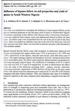 Influence of legume fallow on soil properties and yield of maize in