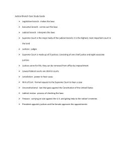 Judicial Branch Quiz Study Guide Legislative branch: makes the