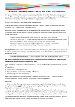 DEC Student Volunteering Awards &ndash; Creating `New` Activity and