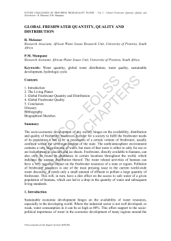 Global Freshwater Quantity, Quality and Distribution