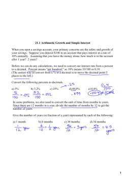 21.1 Arithmetic Growth and Simple Interest When you open a