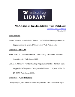 MLA Citation Guide: Articles from Databases