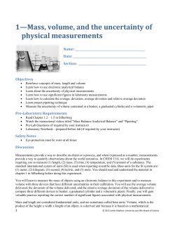 1&mdash;Mass, volume, and the uncertainty of physical measurements