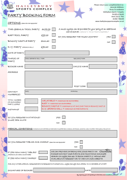 party booking form - Haileybury Sports Complex