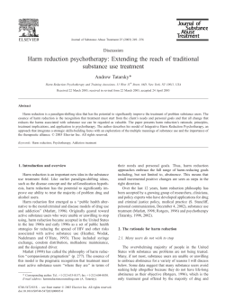 Harm Reduction Psychotherapy: Extending the Reach of Traditional