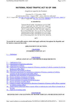 NATIONAL ROAD TRAFFIC ACT 93 OF 1996