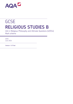 Mark scheme Unit 04 - Religious Philosophy and Ultimate