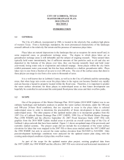 CITY OF LUBBOCK, TEXAS MASTER DRAINAGE PLAN: 2010