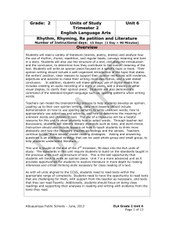 ELA 2 UoS T2-U6 - Rhythm, Rhyming, Repetition and Literature