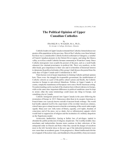 The Political Opinion of Upper Canadian Catholics