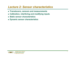 Lecture 2: Sensor characteristics