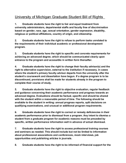 University of Michigan Graduate Student Bill of Rights