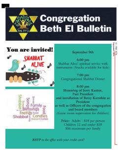 September 2016 Bulletin - Congregation Beth El