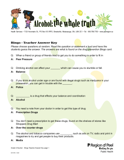 Alcohol: The Whole Truth Toolkit Bingo Game Teacher Statements