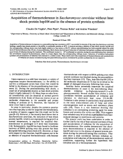 Acquisition of thermotolerance in Saccharomyces cerevisiae