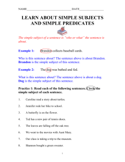 LEARN ABOUT SIMPLE SUBJECTS AND SIMPLE PREDICATES