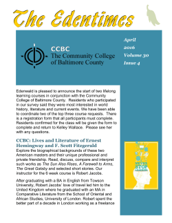 CCBC: Lives and Literature of Ernest Hemingway and F. Scott