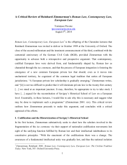 A Critical Review of Reinhard Zimmerman`s Roman Law