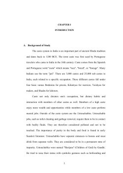A. Background of Study The caste system in India is an important