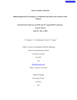 Diffusing Digital Ink Jet Printing as a Production Innovation in the