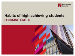 Habits of high achieving students - Macquarie University