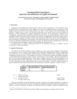 Learning definite determiners: genericity and definiteness in English