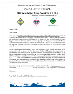SAMPLE LETTER OR EMAIL FOS Newsletter from Scout Unit # 606