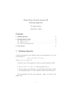 Math From Scratch Lesson 38: Solving Quartics