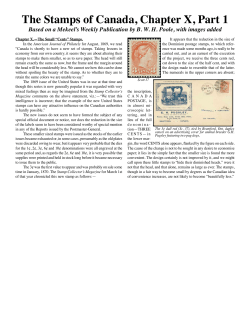The Stamps of Canada, Chapter X, Part 1