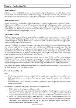 Puberty &ndash; Teacher Fact File