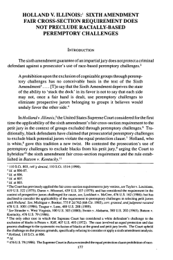 Holland v. Illinois: Sixth Amendment Fair Cross