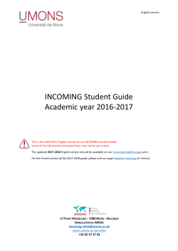INCOMING Student Guide Academic year 2016-2017