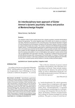 An interdisciplinary team approach of G&uuml;nter Ammon`s dynamic