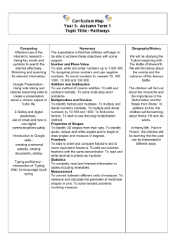 Curriculum Map Year 5- Autumn Term 1 Topic Title