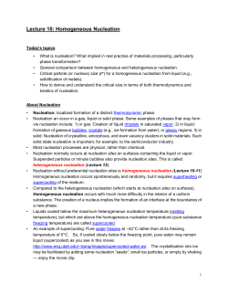 Lecture 10: Homogeneous Nucleation